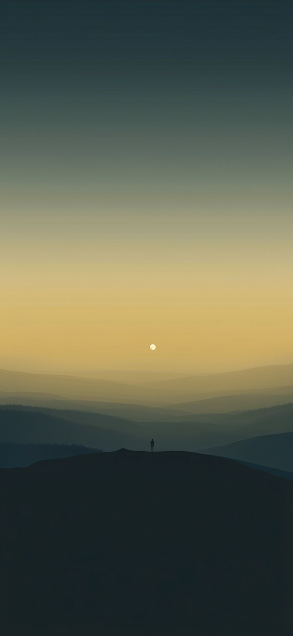 Minimalist mountain sunset wallpaper