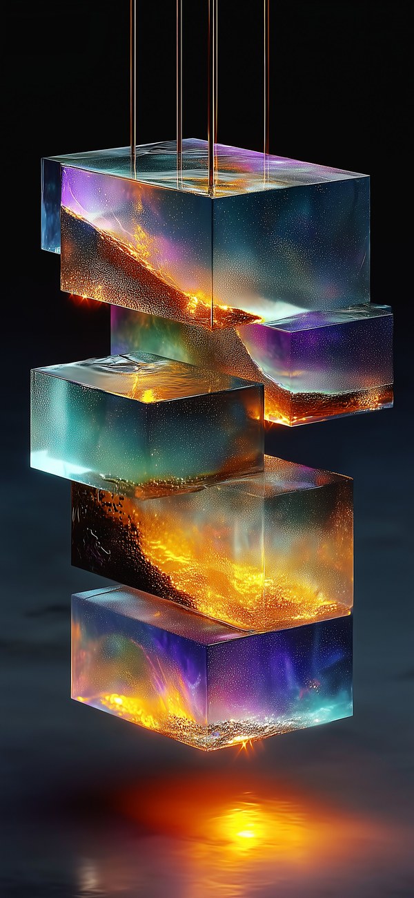 Glass cube sculpture wallpaper